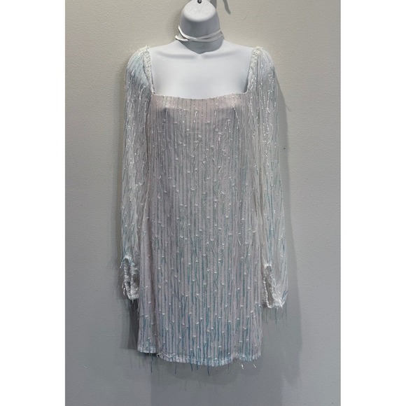 Speechless Dresses & Skirts - NWT Speechless Women Size 13 White Sequin Long Sleeve Mini Dress New‎ Year Party